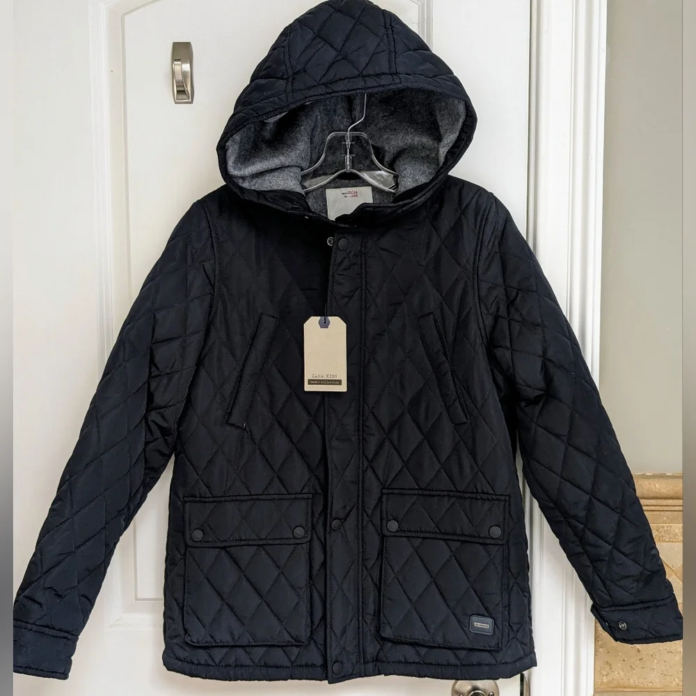 NWT Zara Quilted Fleece Lined Hooded Jacket - size 13/14
